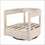 Fauteuil club pivotant en bois Telluride, finition blanc clair avec coussin beige-1041367469