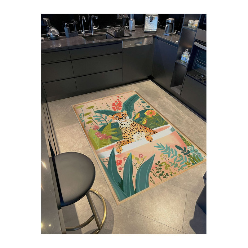 Tapis décoratif à motif tissé Leopard, Tapis de couloir 3 pi 3 po x 6 pi 7 po inclus