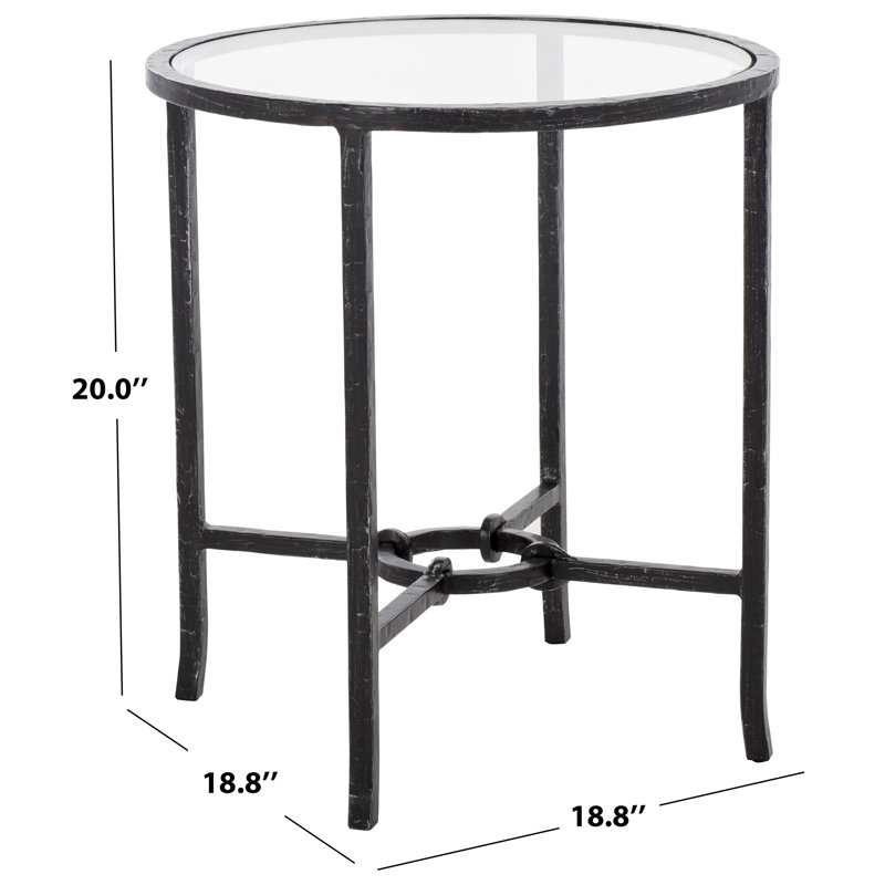 Tauri Forged Metal Round Accent Table, Black