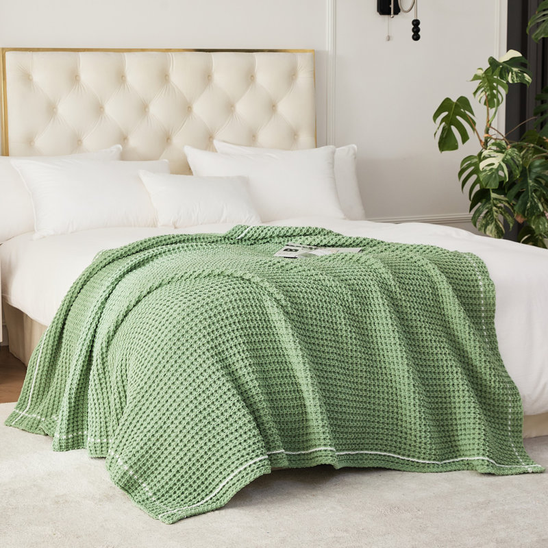 Waffle knit throw blanket, Sage