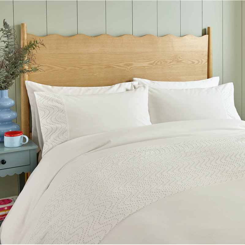 Margo Embroidery Cotton Duvet Cover Set, Kingsize Duvet Cover Set + 2 Pillowcases