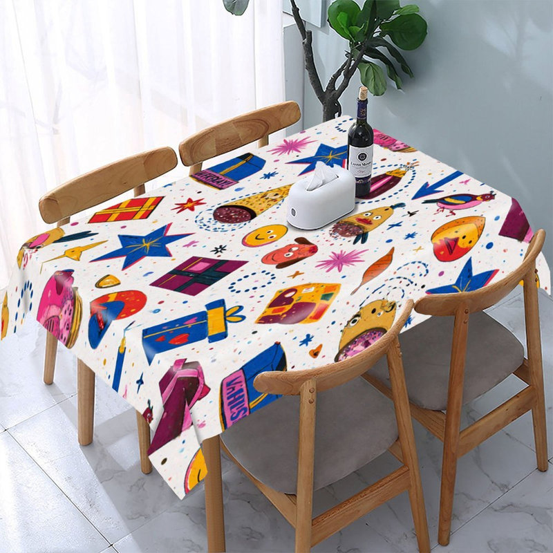 Nappe Whimsical Party Icon pour salle à manger, 60 x 86 pouces, rectangulaire