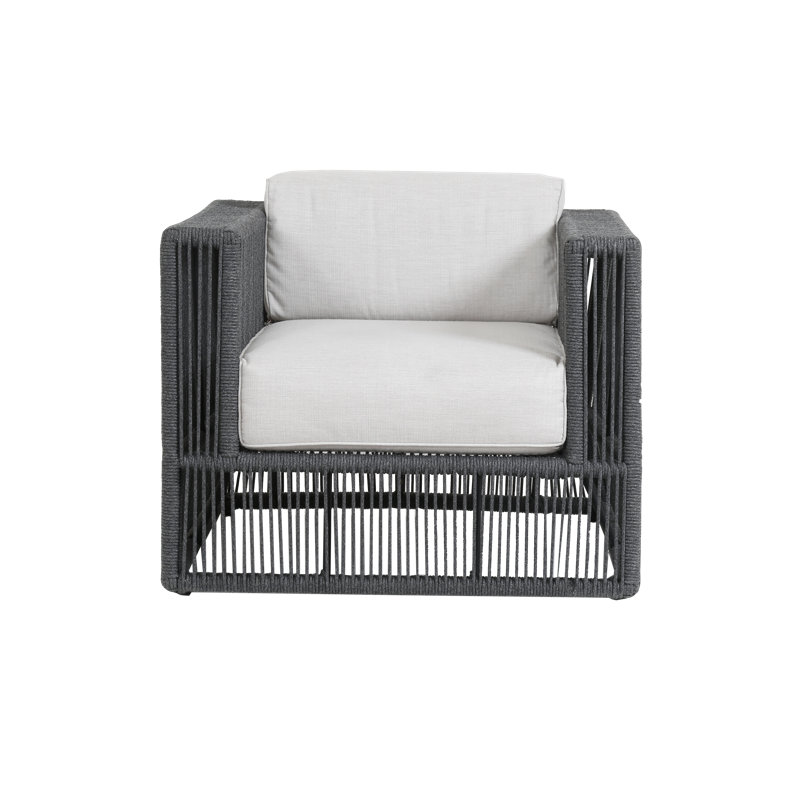 Milano Outdoor Lounge Chair, Echo Ash Sunbrella®, Black