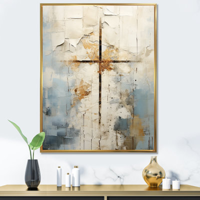 Croix de Christianisme beige de Jessus II - art mural grand Christianisme