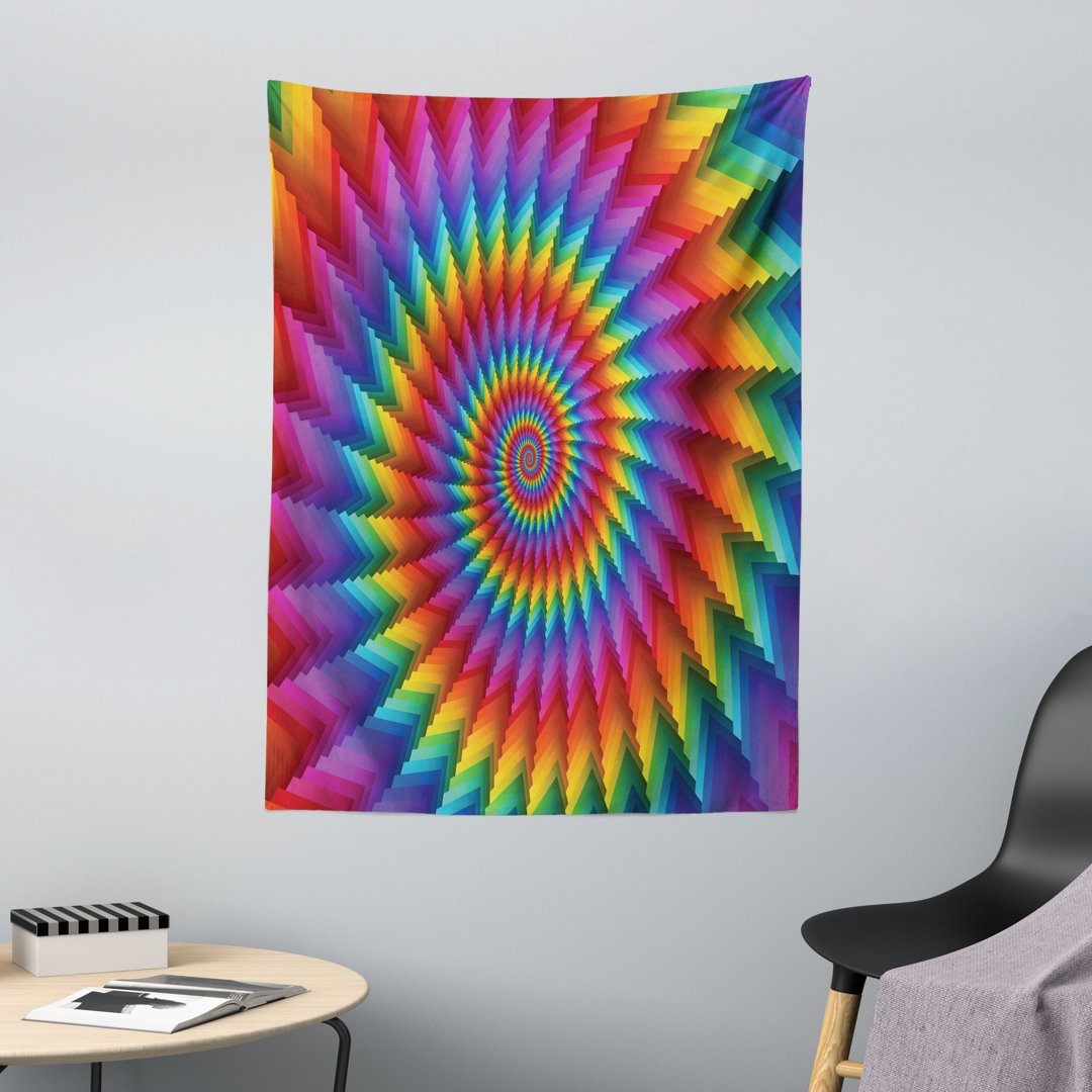 Vibrierende Regenbogen Spirale Wandteppich