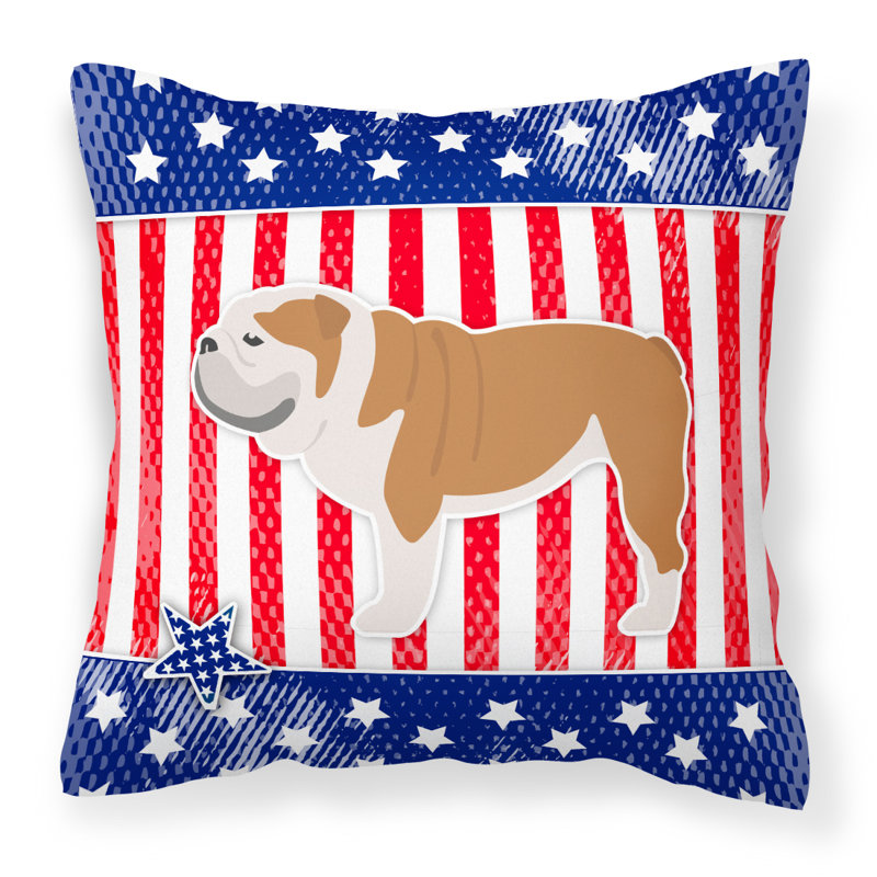 Coussin décoratif intérieur/extérieur bleu/tissu rouge patriotique, H 18 po x l 18 po x P 3 po