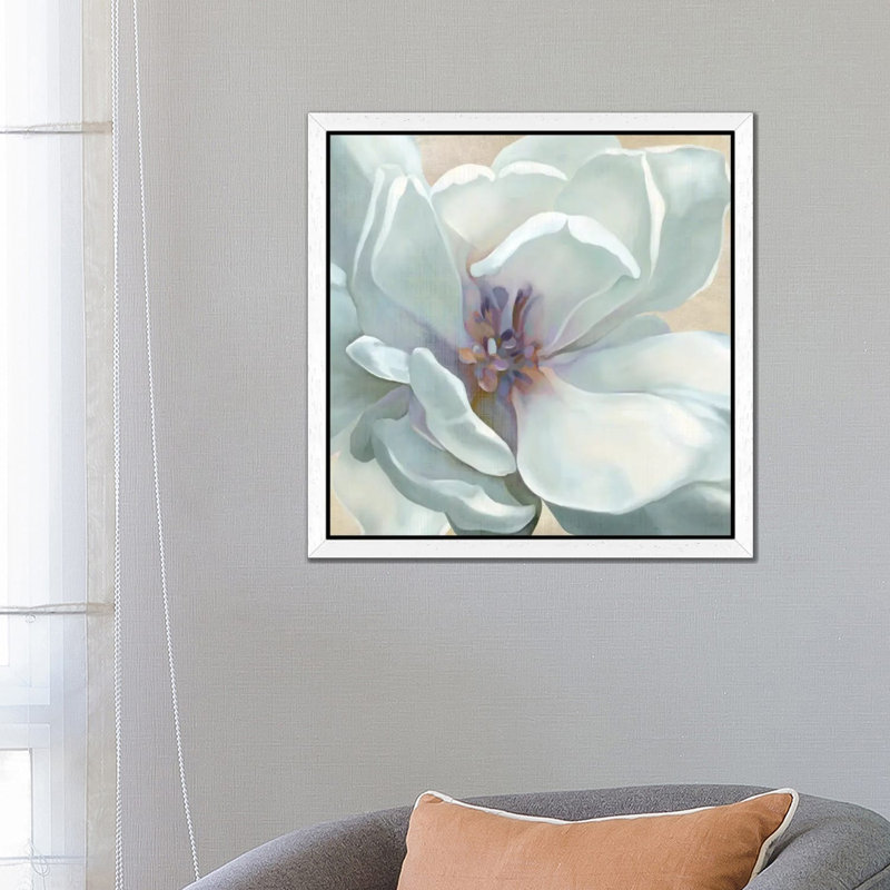 Iridescent Bloom I by Carol Robinson - Painting on Canvas, 45.72 cm H x 45.72 cm W, White Floater Framed