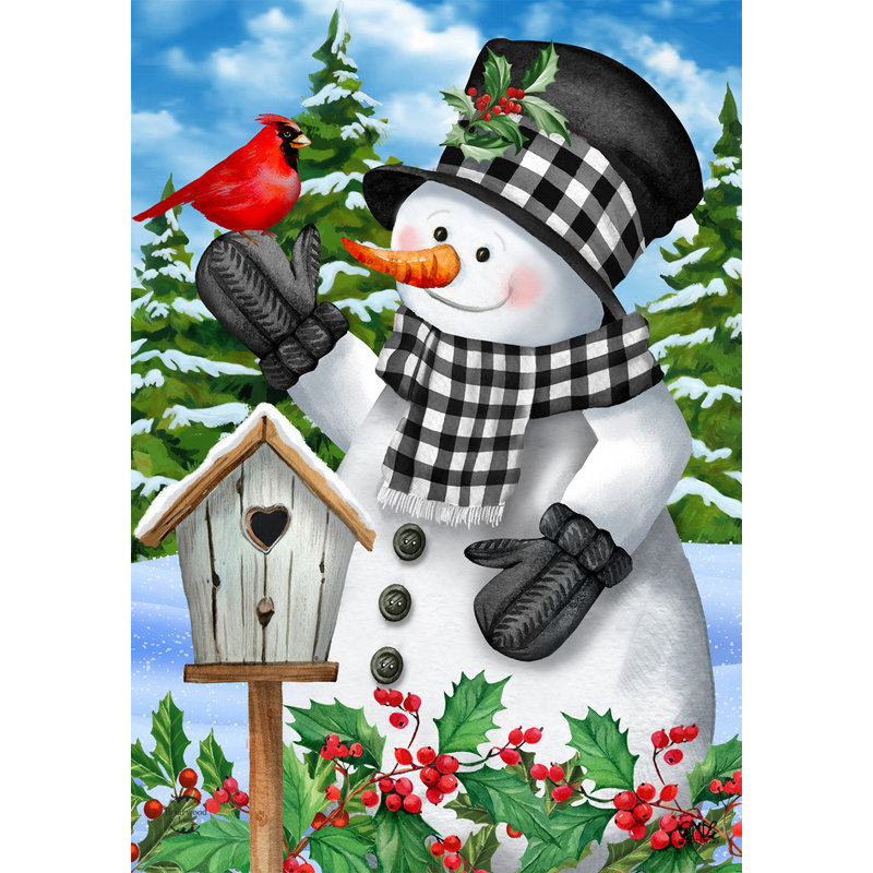 Drapeau à carreaux bonhomme de neige