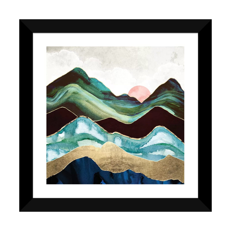 Velvet Mountains - imprimé, Blanc / aubergine / banane / brun clair / rouge br, H 16 po x l 16 po x p 1 po