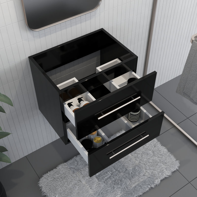 Napa 23.5'' Single Bathroom Vanity Base Only, Glossy Black