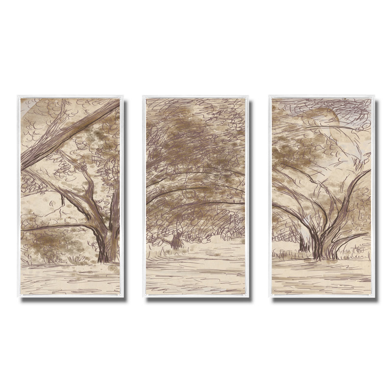 Ensemble d'art rétro sur toile encadrée rétro, sépia dans la campagne, H 20 po x l 36 po x P 1 po, Blanc