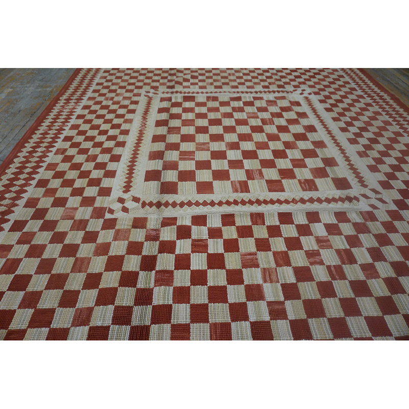 Flatweave Wool Checkered Area Rug