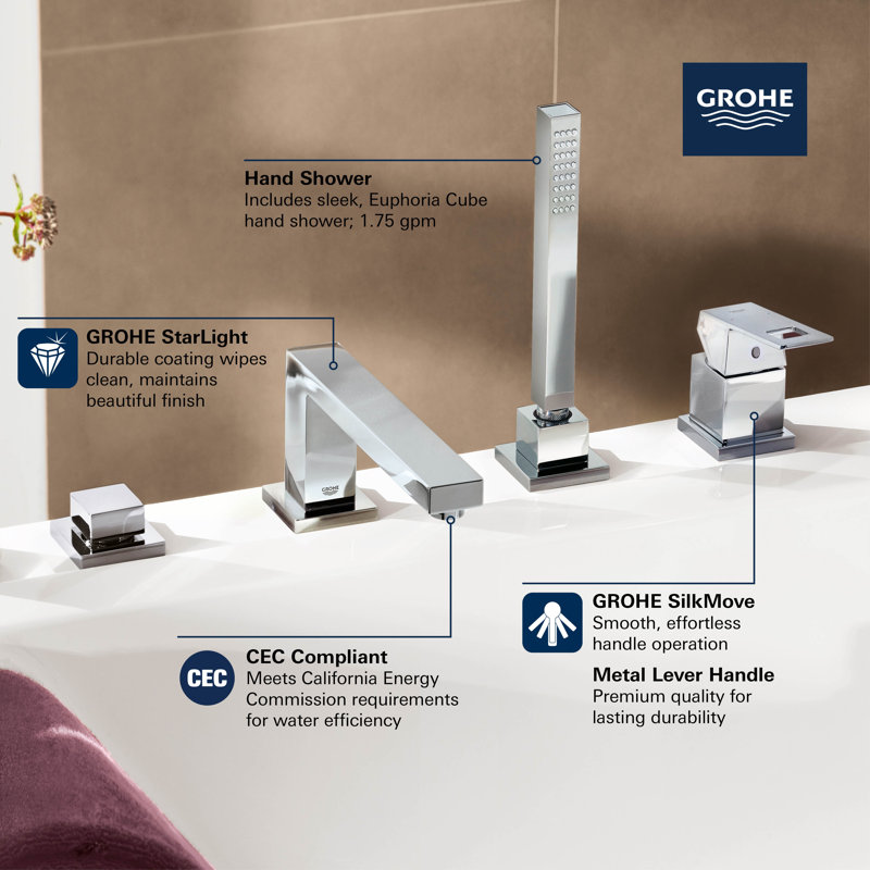 Eurocube Deck Mounted Tub Spout, Hard Graphite