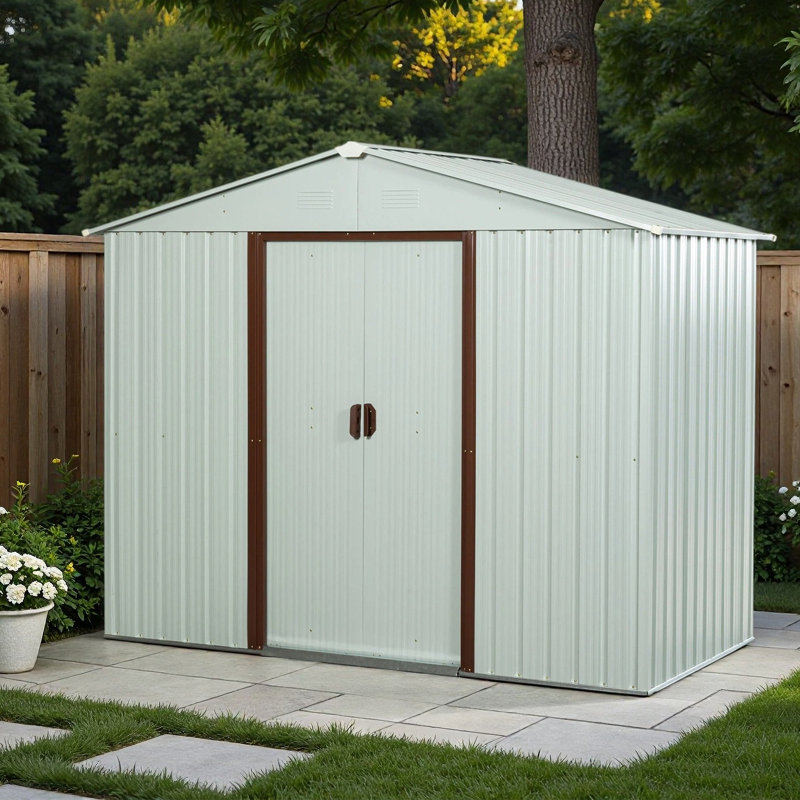 Abri de rangement extérieur en métal de 2,4 m x 1,2 m
