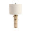 Lampe de table moderne en travertin avec 2 poignées pour chevet de chambre à coucher - petit éclairage d'appoint avec abat-jour tambour pour bureau ou salon - 26 po, brun clair et doré