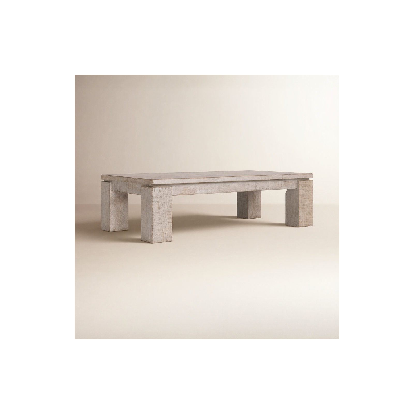 Vireo Solid Wood Coffee Table, White Wash/Brown