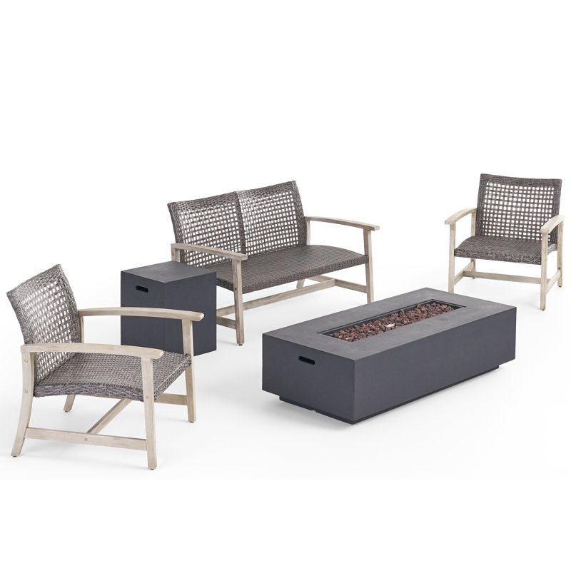 Acacia 4 - Person Patio Conversation Set, Light Gray/Mixed Black
