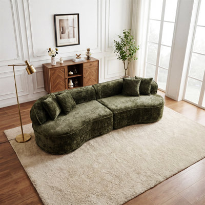 Modern Curved L-Shape Luxury Sectional Oversized Sofa: Minimalist Design, Comfy Sleeper Couch For Living Room, Apartment & Reception Spaces,No Assembly Required