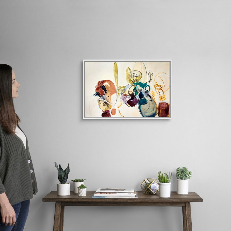 « Abréviation II » par Kari Taylor, reproduction d’art sur toile, Cadre flottant blanc, H 18 po x l 26 po x P 1,75 po