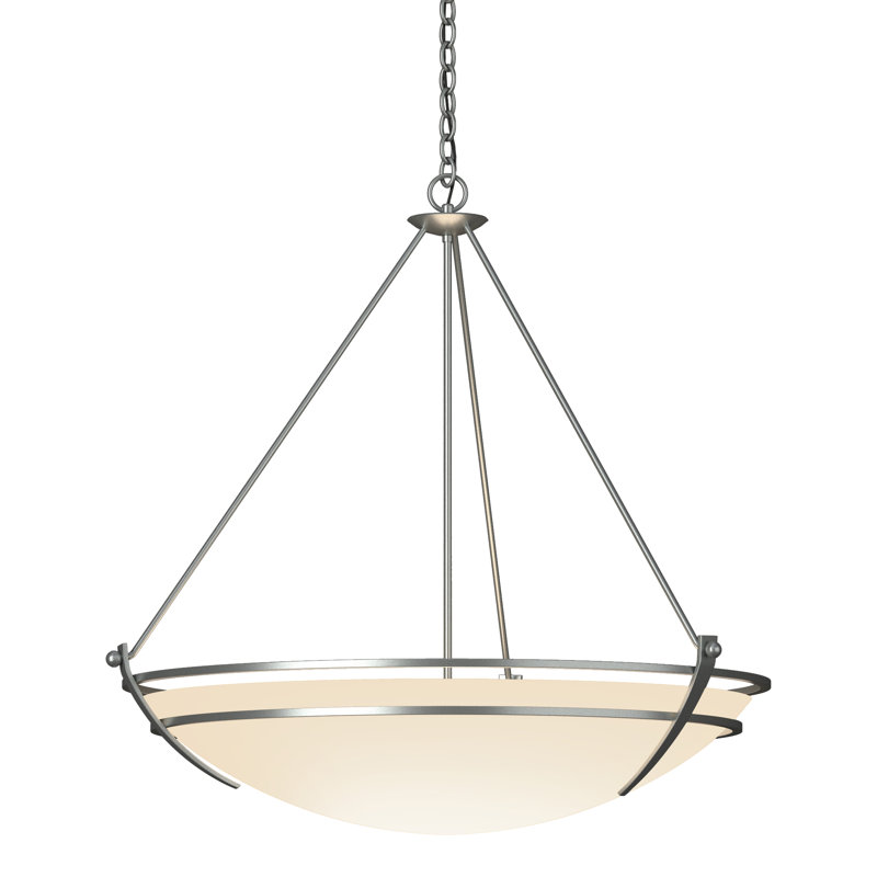Luminaire suspendu bol 3 lumières Presidio Tryne, Opale, Platine rétro