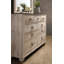 Ensemble de chambre à coucher 5 pièces Contemporary White Finish Washed - grand lit, commode, miroir, tables de chevet