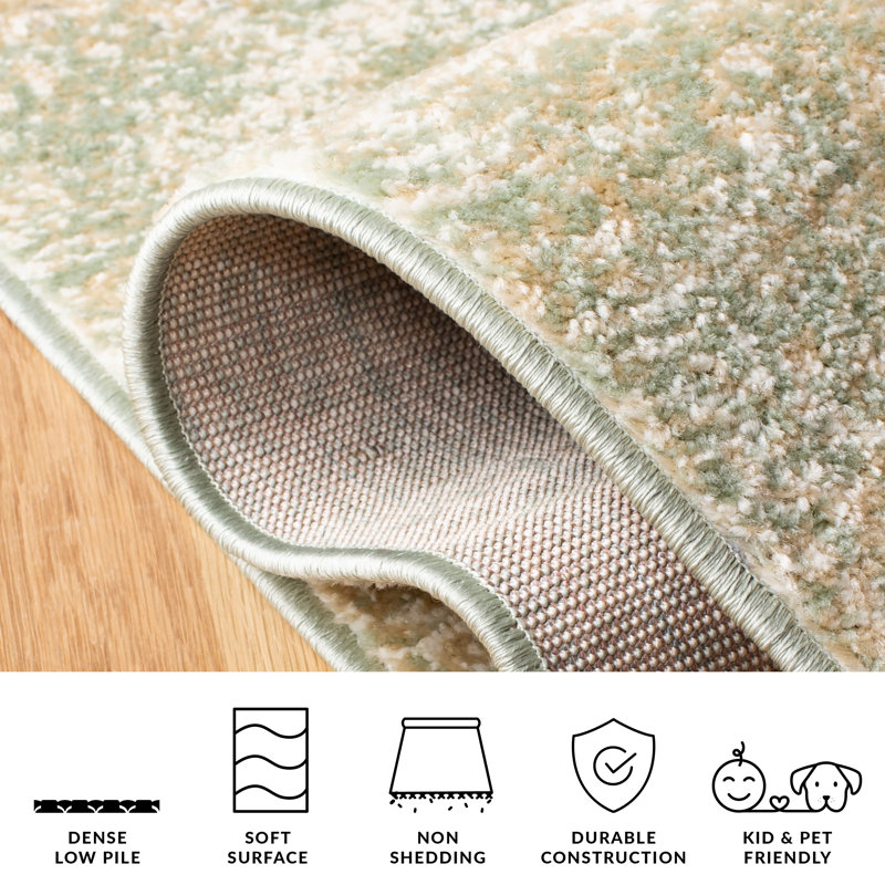 Binali Area Rug, Runner 76 x 305 cm, Ivory/Sage