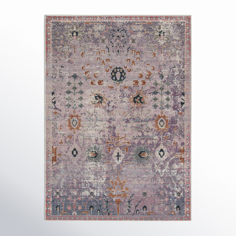 Tapis intérieur / extérieur mauve / rouille / noir Forand, Rectangle 4 pi x 5 pi 7 po