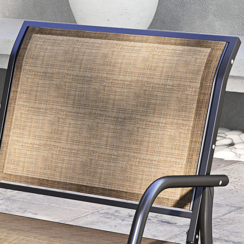 Swing Glider Chair - Metal And Breathable Fabric, Suited For Enhancing Garden, Poolside, Backyard, Balcony Mesh Porch With Frame Garden Brown Version