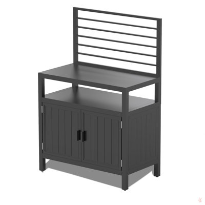 Îlot de cuisine extérieur avec rangement, îlot de rangement en aluminium avec fixation murale, armoire de rangement pour barbecue autoportante avec housse de protection pour barbecue, terrasse, patio, cour arrière