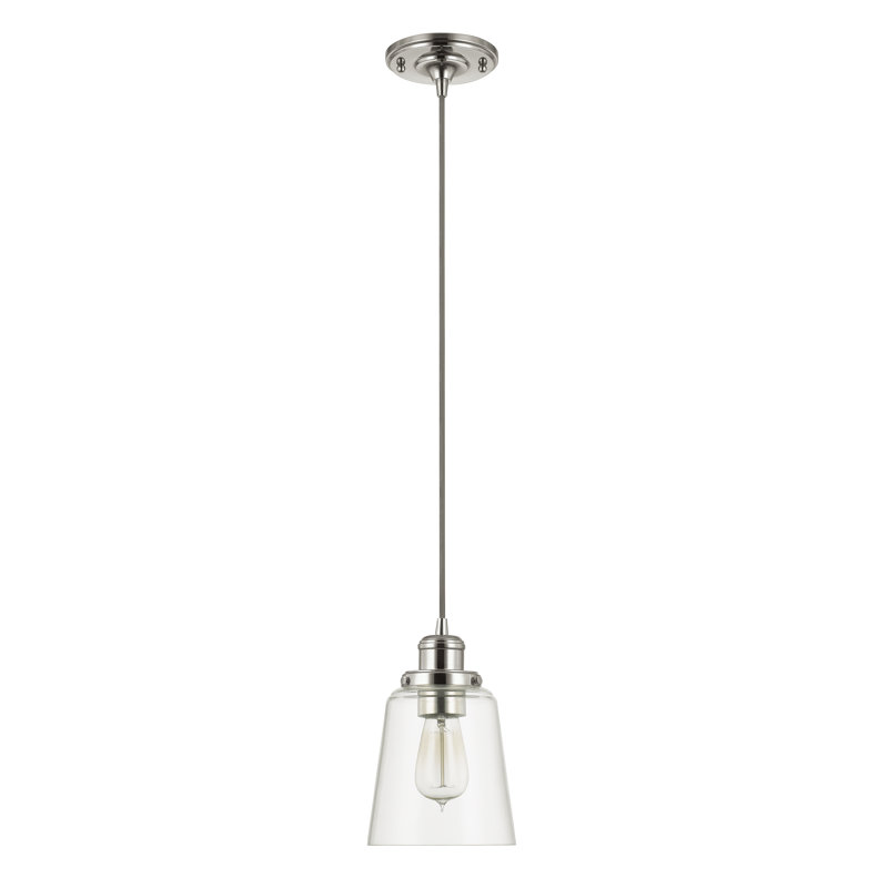 Luminaire suspendu 1 lumière à une cloche, Nickel poli