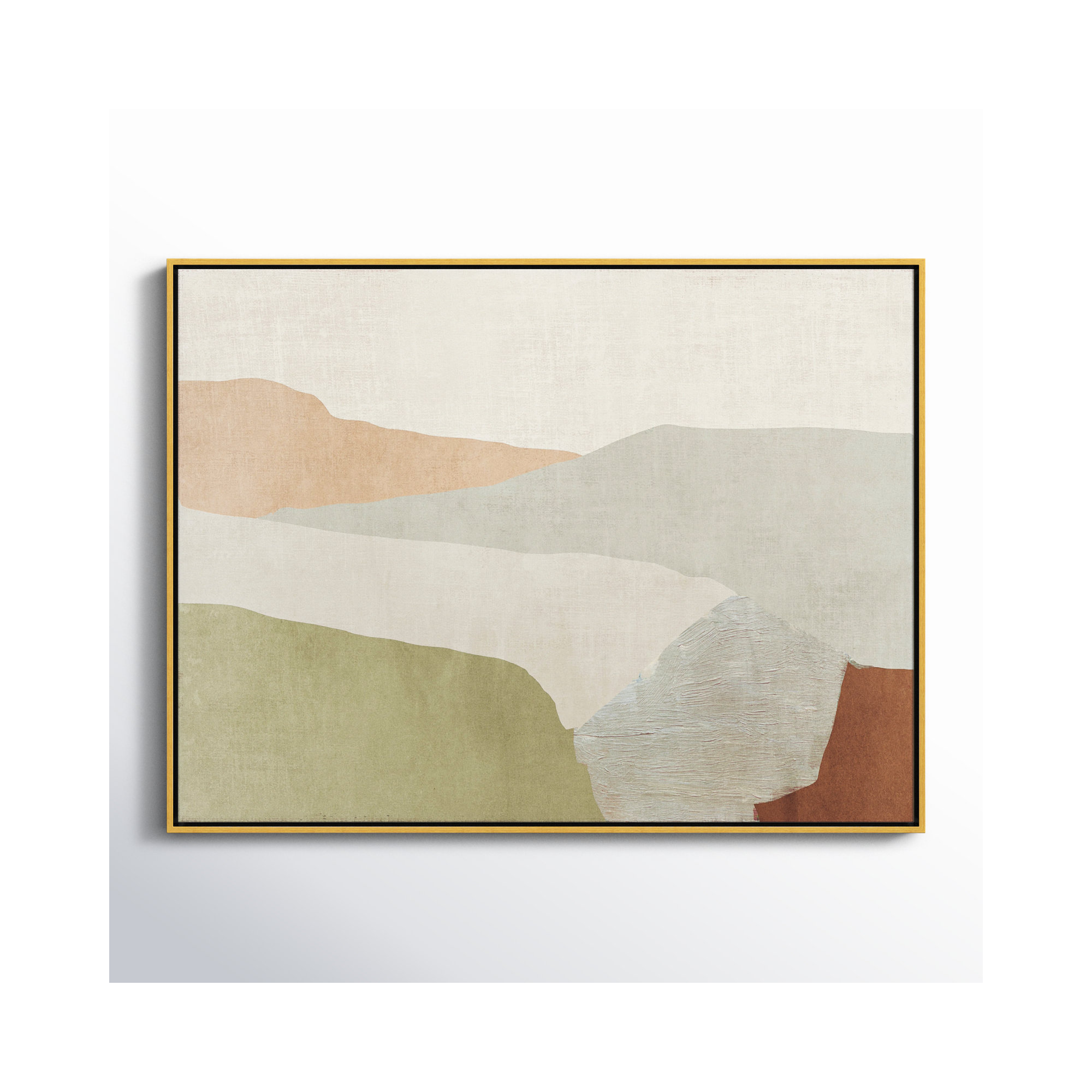 Pastel Views - Floater Frame Painting on Canvas, 31.5" H x 41.5" W, Gold