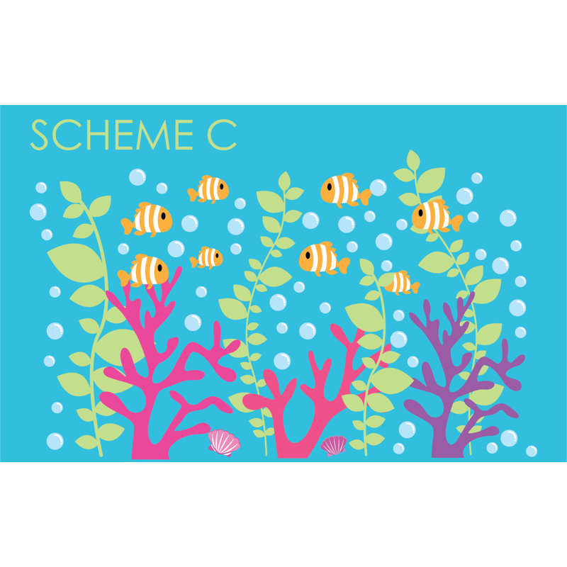Adhésif décoratif récif de corail, sous les mers et l'école de poissons clowns, Schéma C