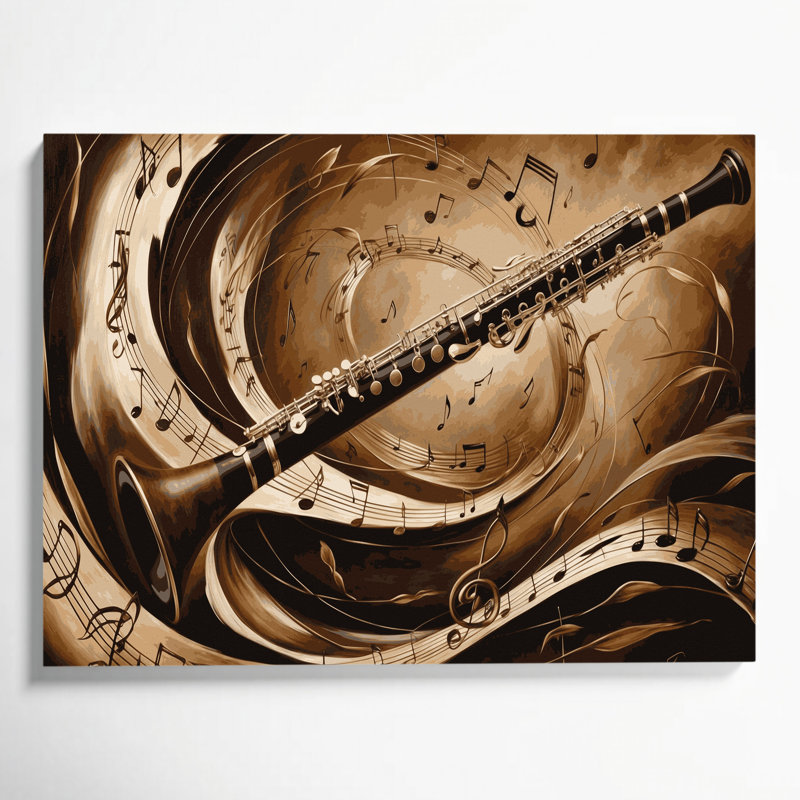 Art mural sur toile musique hautbois noir, H 12 po x l 18 po
