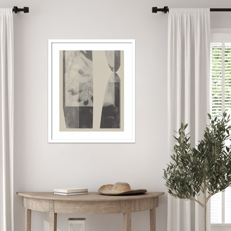 «Neutral Organic Shapes in taupe and White» par Pearlstein Wood, reproduction d'art encadrée, Blanc svelte, H 25 po x l 21 po