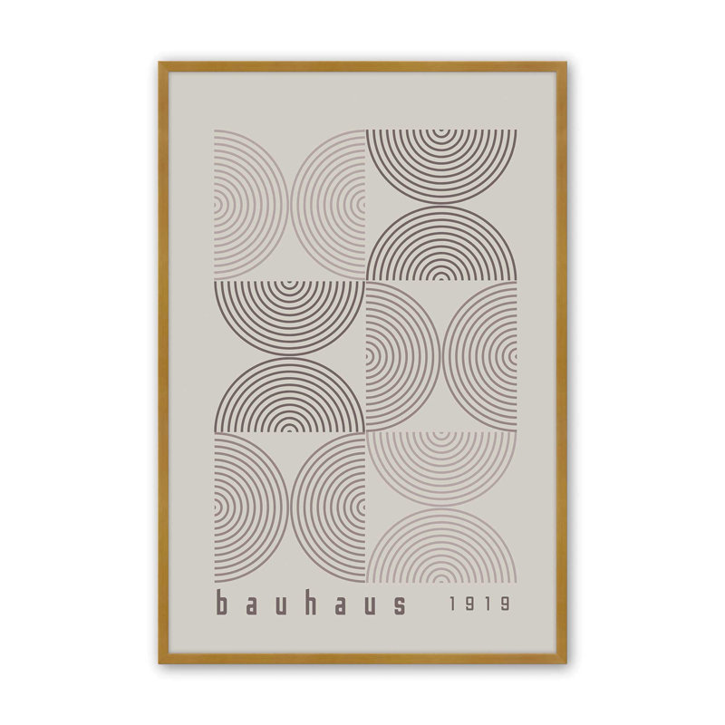 Warm Taupe Bauhaus Composition I Print dans un cadre, H 17,25 po x l 13,25 po x P 1,25 po, Or poli