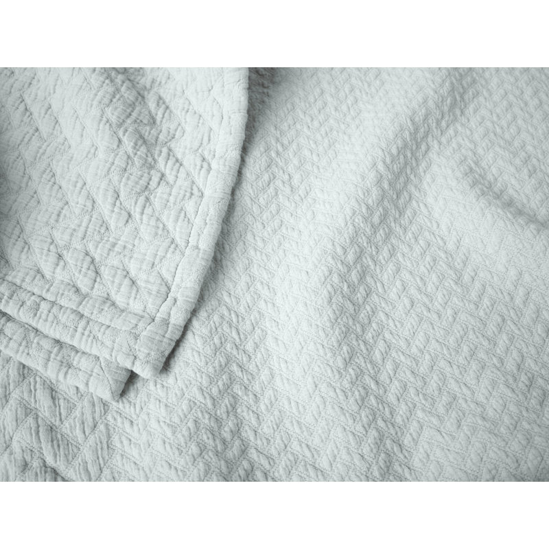 Angeles Organic Matelasse Blanket, Dew, 92" L x 90" W