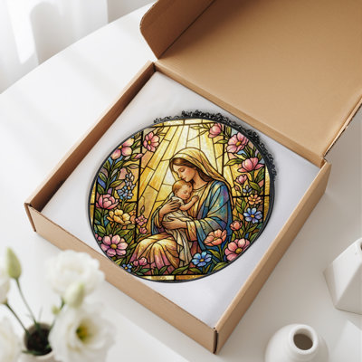 Vitrail de fenêtre 7,8 "Mary and Child