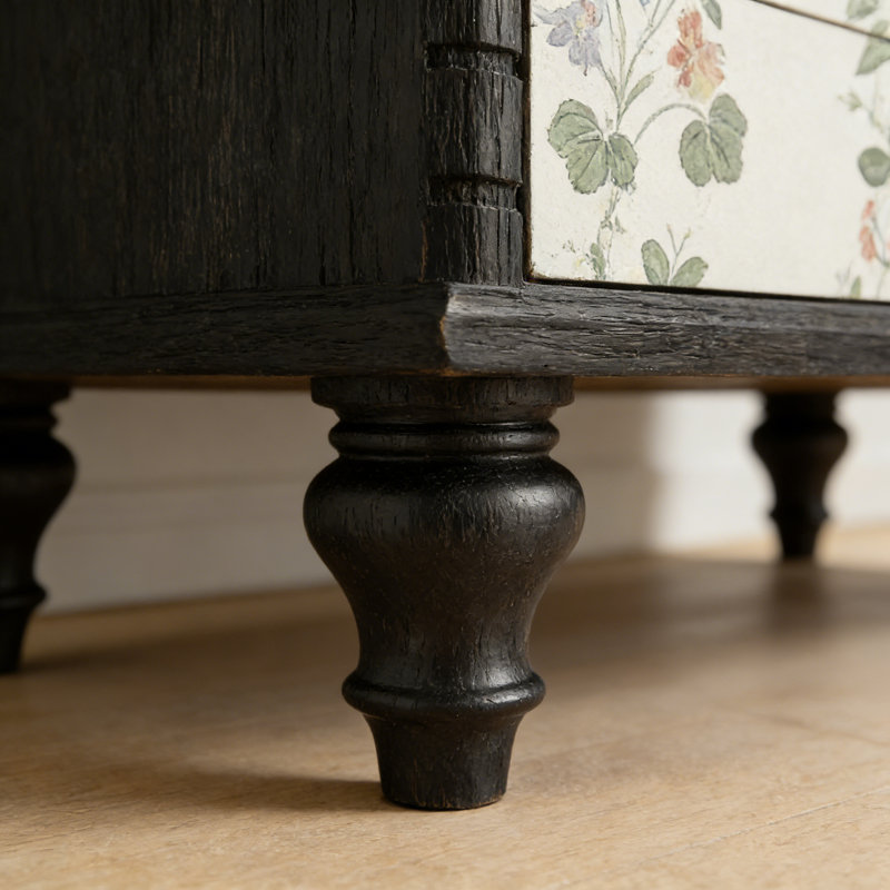 Commode d'entrée Mid-Century en bois massif, Noir