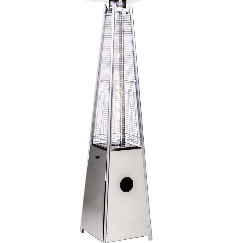 40000Btu Patio Heater With Quartz Tube, Stainless Steel Body, Visual Flame , Adjustable Control, Mobility Feature, Silver