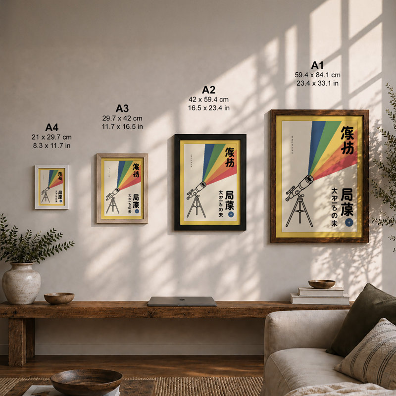 Telescope of Discovery Japandi - Framed Print, A2 - 59.4 x 42.0 cm, Unframed