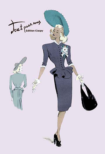 « classy costume » avec chapeau et sac, reproduction d’art