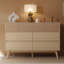 Commode 8 tiroirs, commode, surface rayée et tiroirs sans tiroirs en bois naturel pour le salon, la chambre à coucher, 