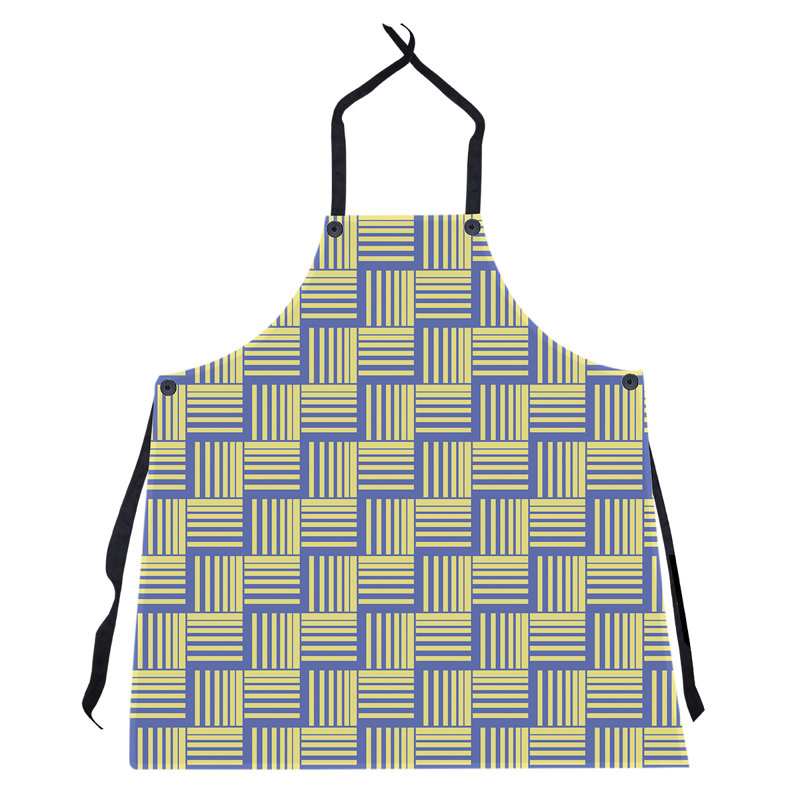 Tablier à rayures nattés classique, Bleu/jaune