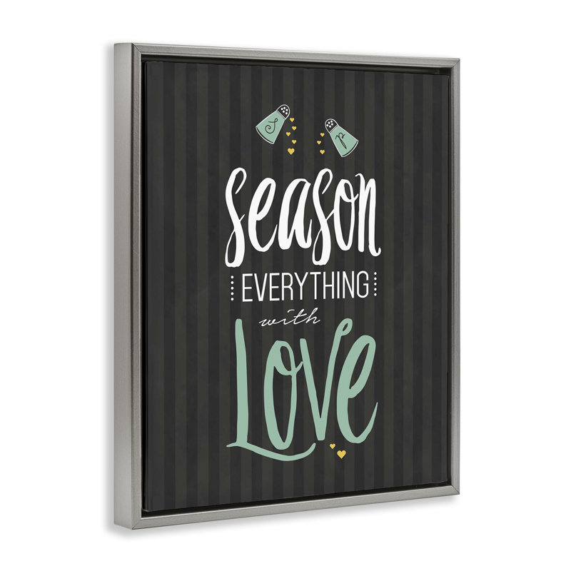 Cadre flottant noir Season with Love, par Lettred and Lined, H 21 po x l 17 po, Cadre flottant gris lustré