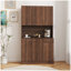 70,87 "de hauteur avec garde-robe et armoire de cuisine, avec 6 portes, 1 tablette ouverte et 1 tiroir pour la chambre à coucher, noyer