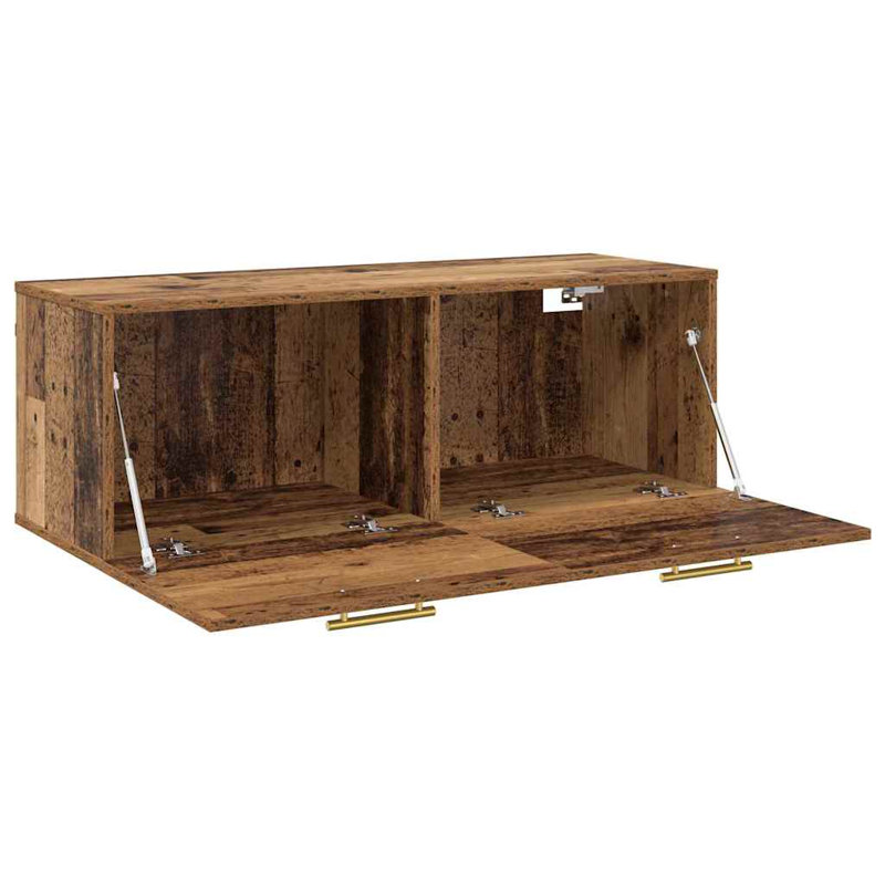 vidaXL Wall Cabinet Wall-mounted Engineered wood Storage Unit Rustic Design, Old Wood/Gold