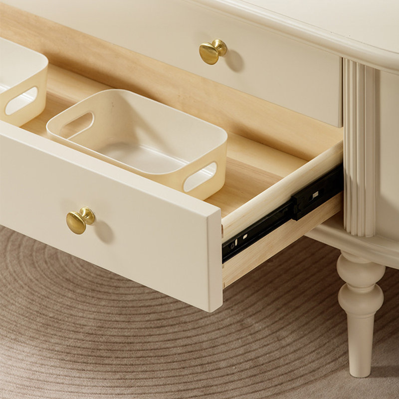 French cream-style oval coffee table, 18.9" H x 55.12" W x 27.56" D