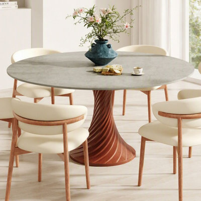 Table de salle à manger pour 4 à 8 personnes en bois massif et pierre frittée Kitchen Farmhouse