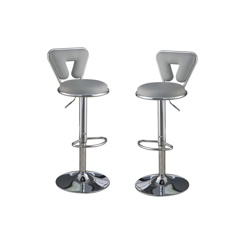 Uriana Swivel Upholstered Adjustable Height Counter Stool with Metal Frame, Gray