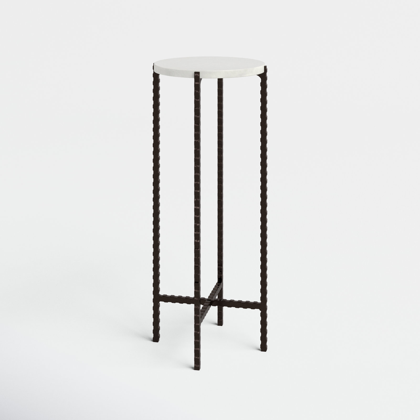 Lia 9" Genuine Marble End Table, White Marble/Black